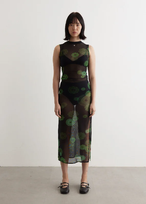 Cymatics Print Mesh Dress